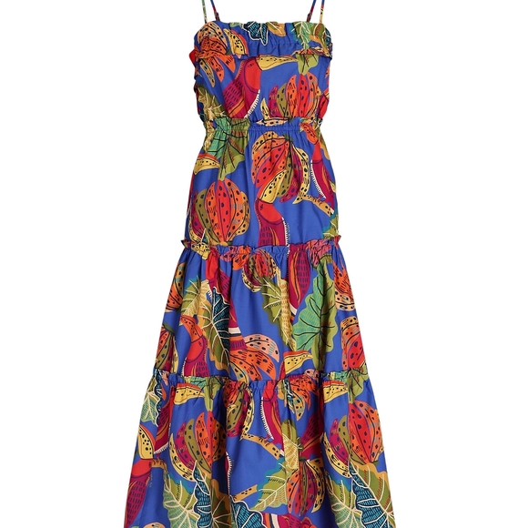 FARM Rio Blue Beaks & Bananas Tiered Midi Dress - Picture 6 of 8